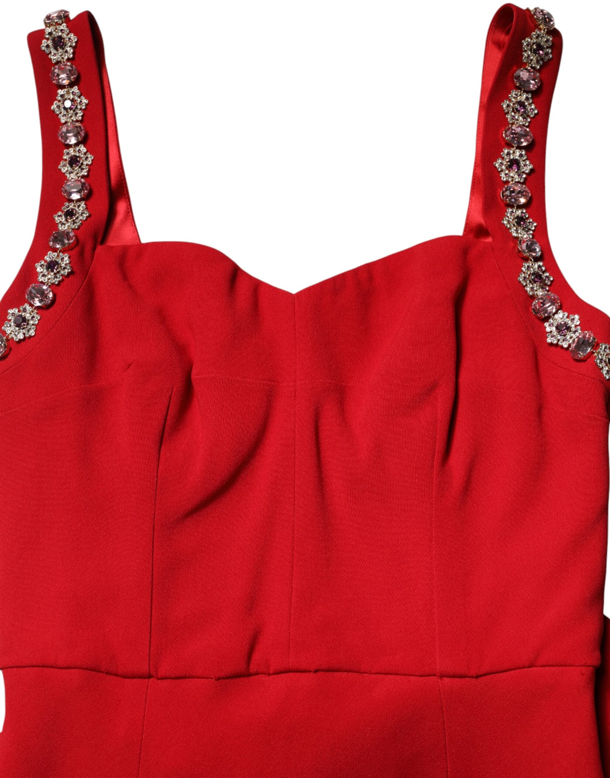 Dolce & Gabbana Red Embellished Bodycon Long Gown Dress