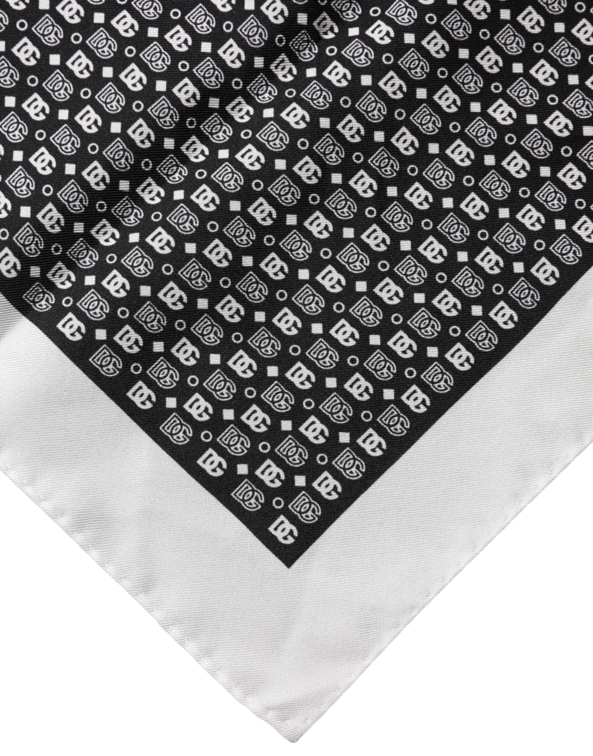Dolce & Gabbana White Black Patterned Square Foulard Scarf