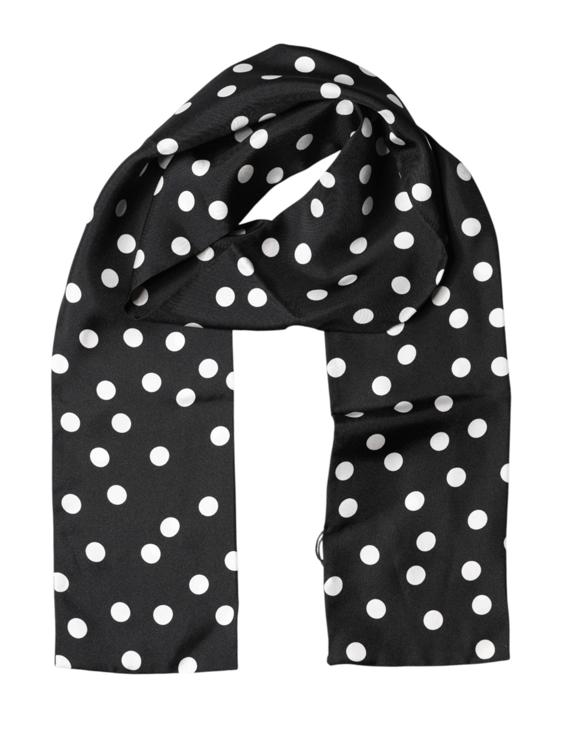Dolce & Gabbana Scarf Black Polka Dot Silk Neck Wrap Foulard