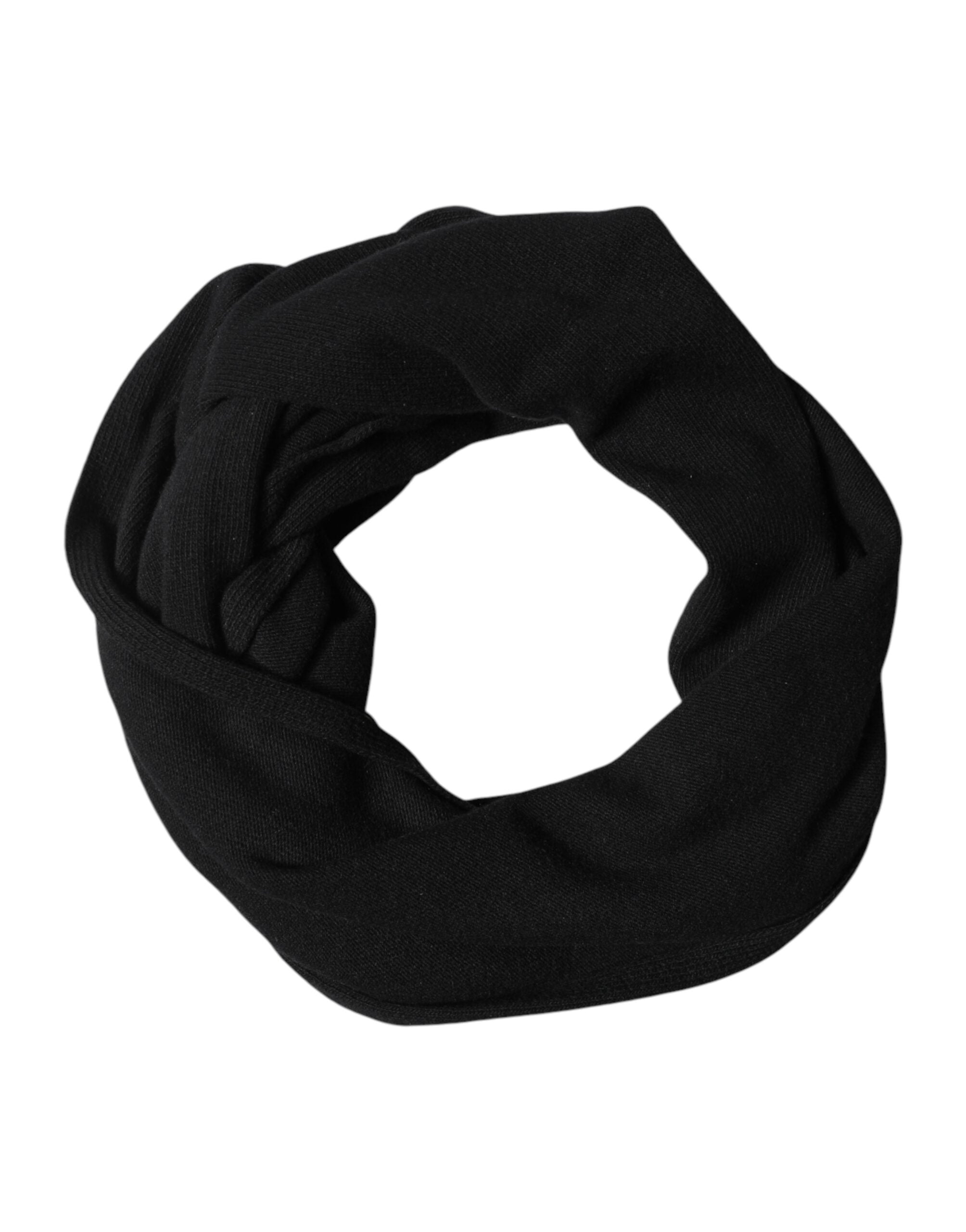 Dolce & Gabbana Black Wool Knit Neck Wrap Shawl Men Scarf