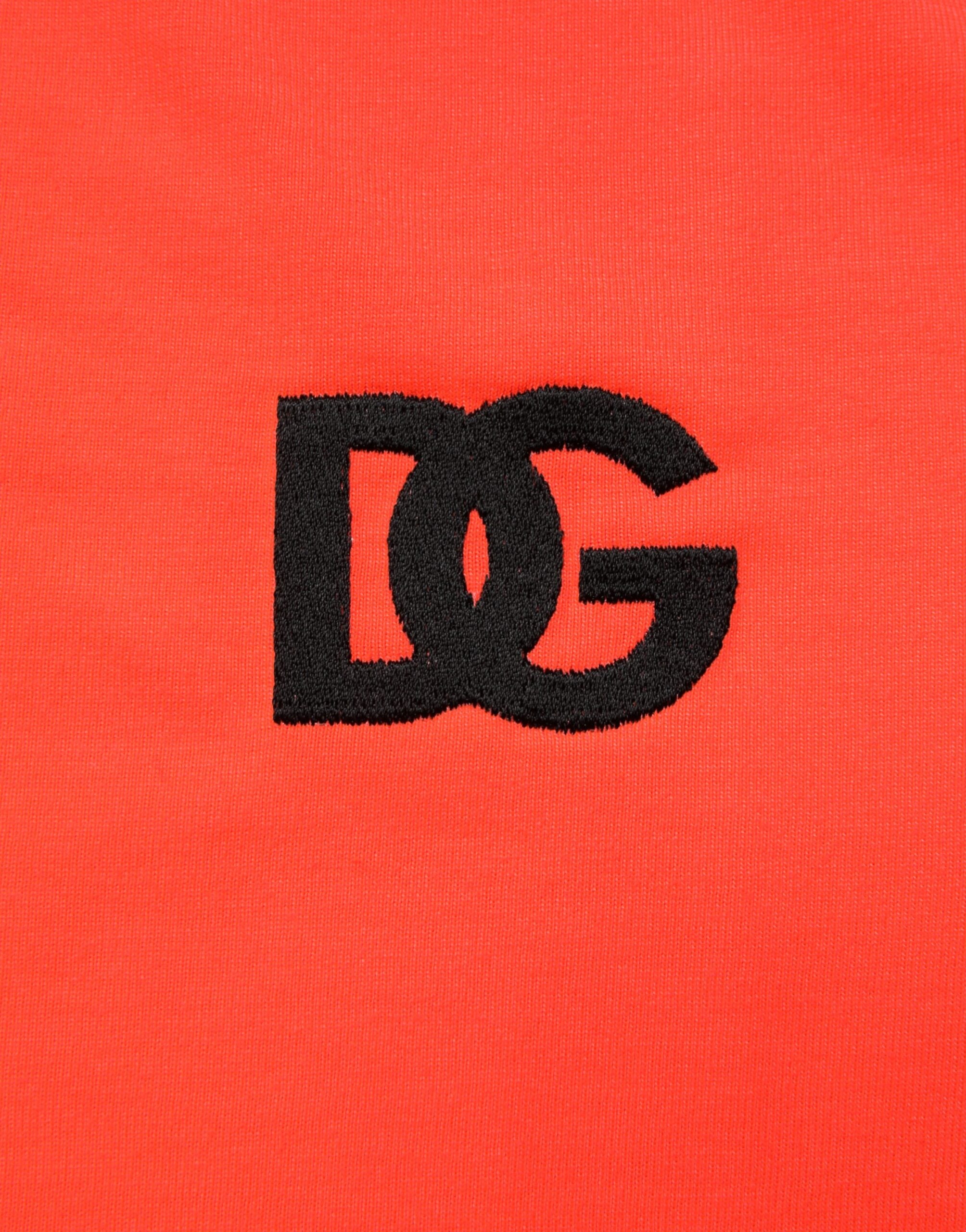 Dolce & Gabbana Neon Orange Polyester Crew Neck Men T-shirt