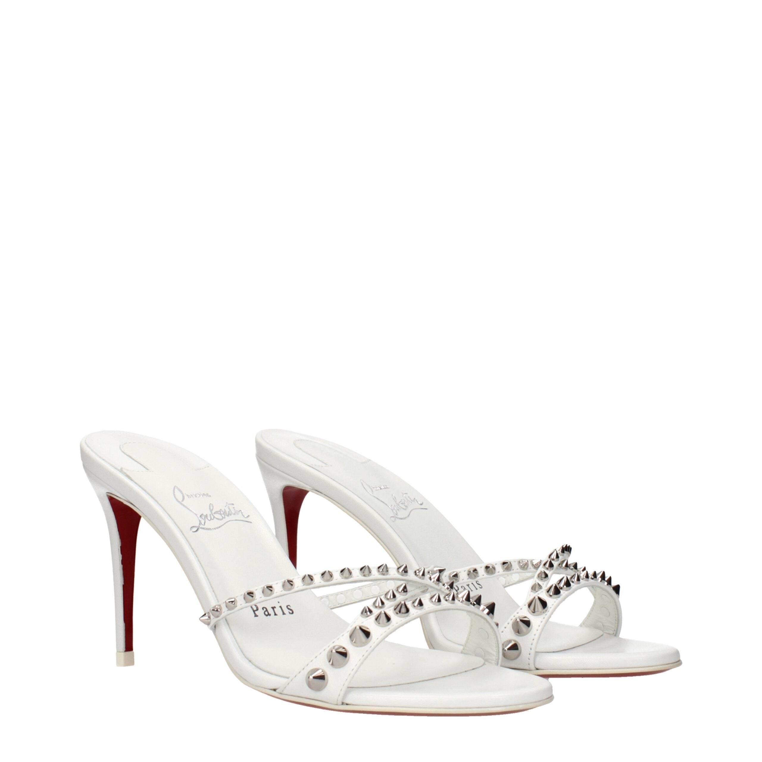 Christian Louboutin White Leather Stiletto Heel Sandals