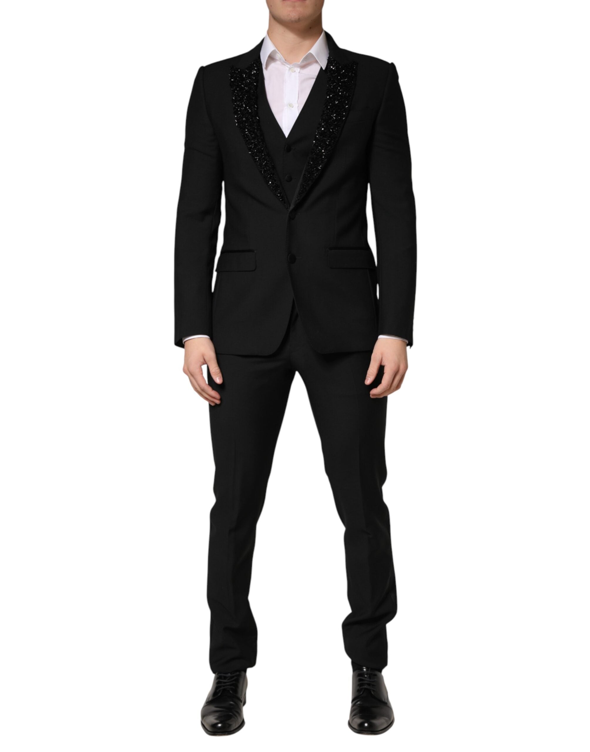 Dolce & Gabbana Black Wool Single Breasted 3 Piece Men Suit