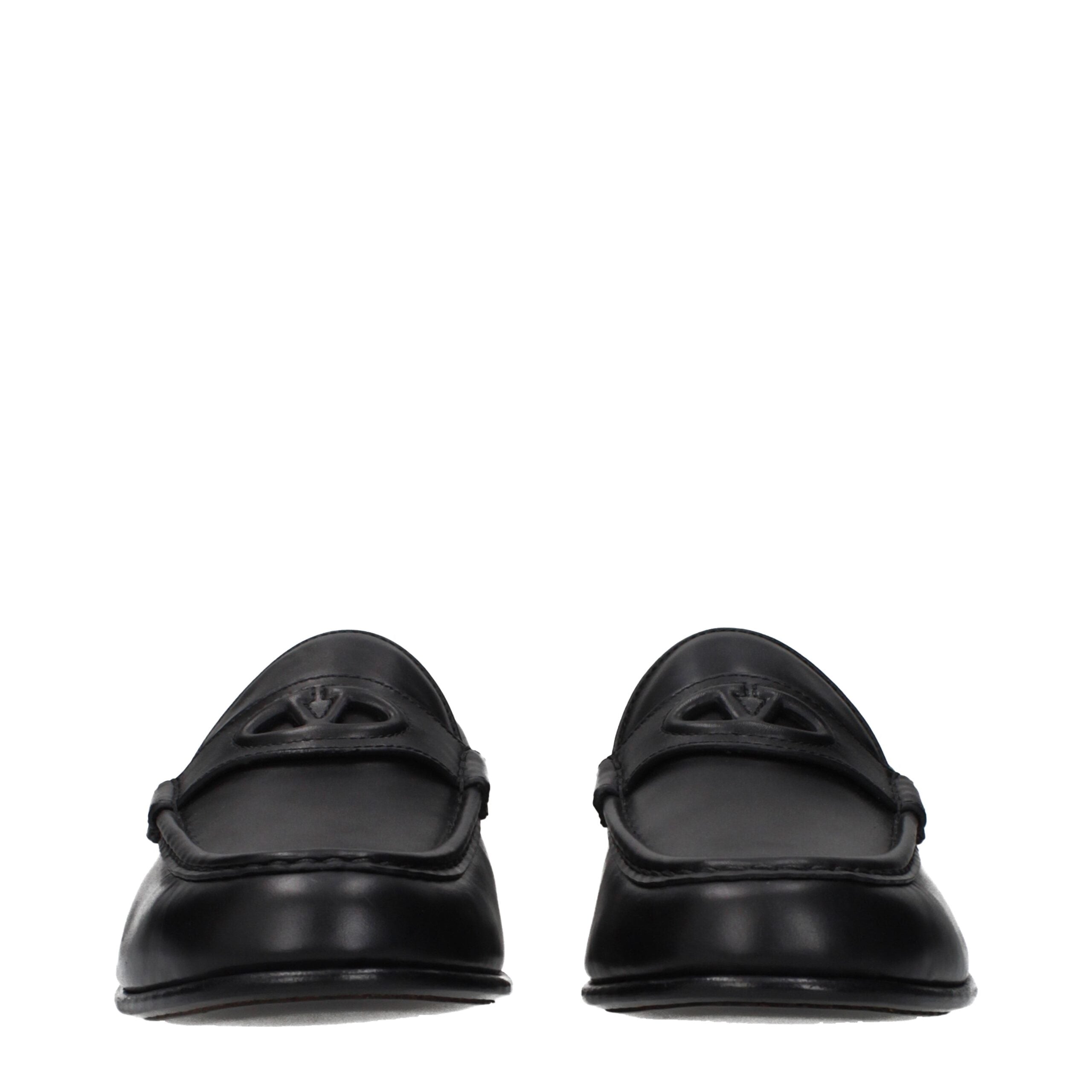 Valentino Garavani Black Leather Slip-On Loafers