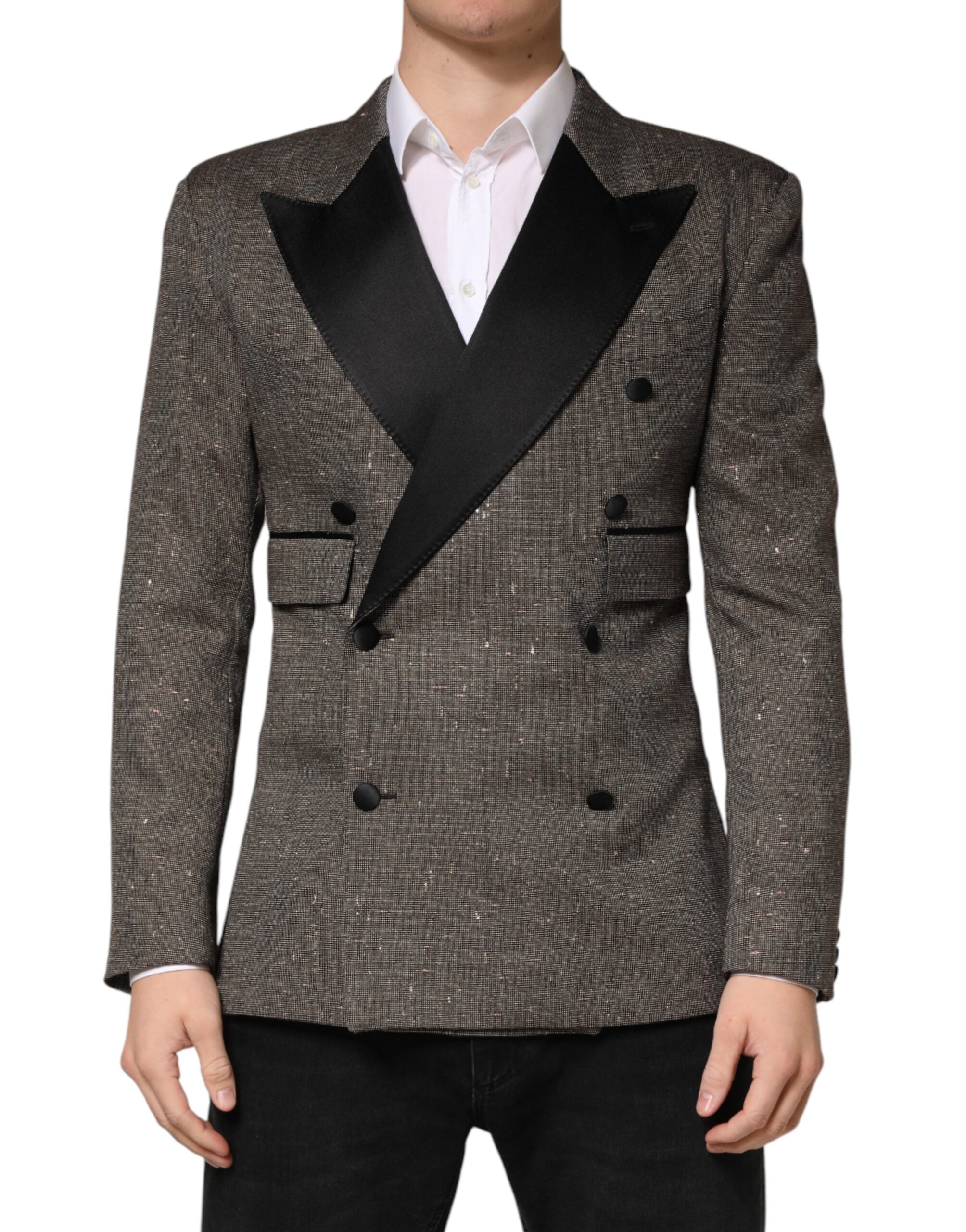 Dolce & Gabbana Gray Double Breasted 2 Button Jacket Blazer
