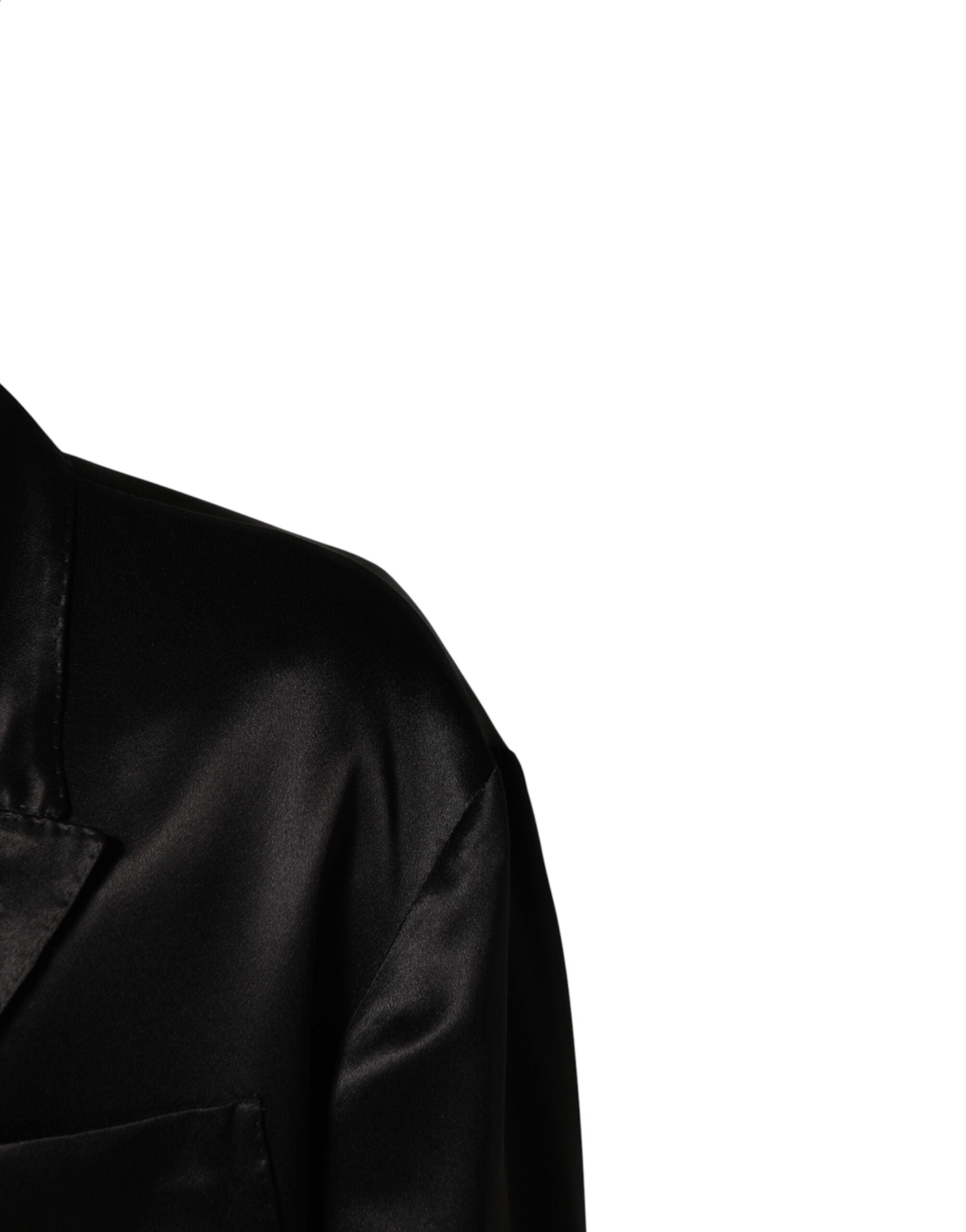 Dolce & Gabbana Black Silk Double Breasted 2 Button Blazer