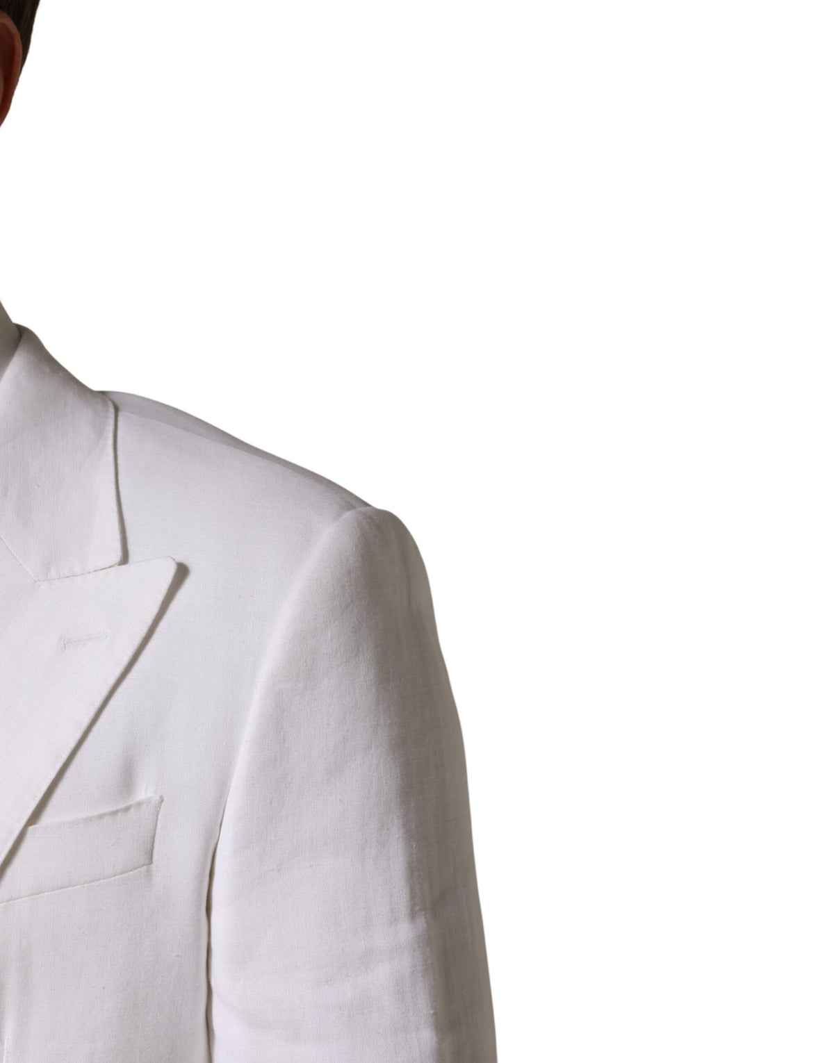 Dolce & Gabbana White Linen Double Breasted 2 Button Blazer