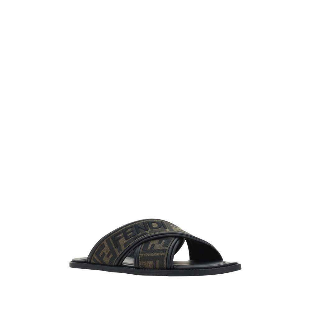 Fendi Black Rubber Slippers