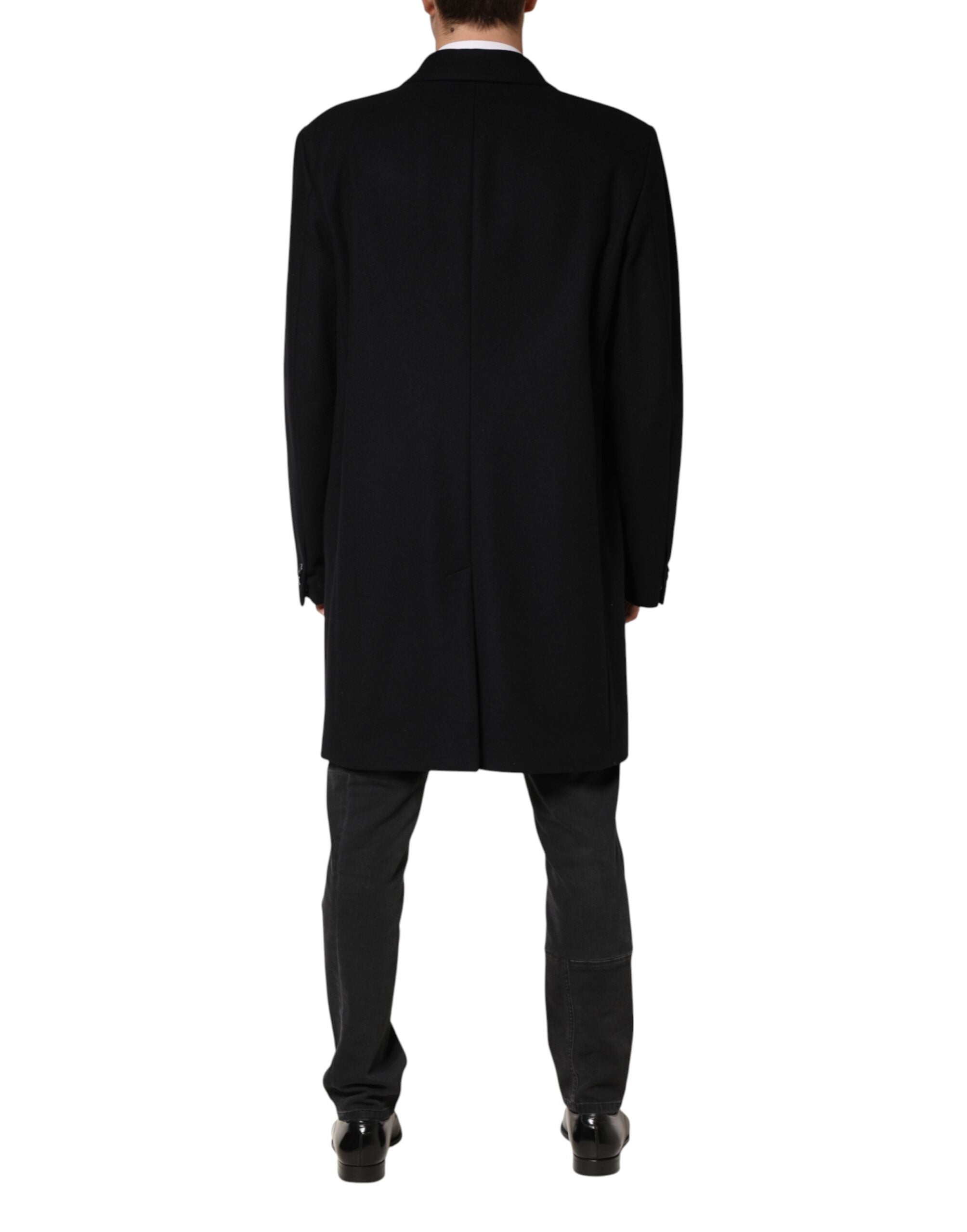 Dolce & Gabbana Black Wool Single Breasted Long Coat Jacket
